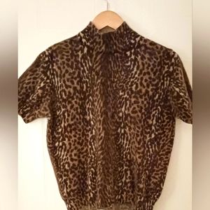 Fine wool blend animal print sweater